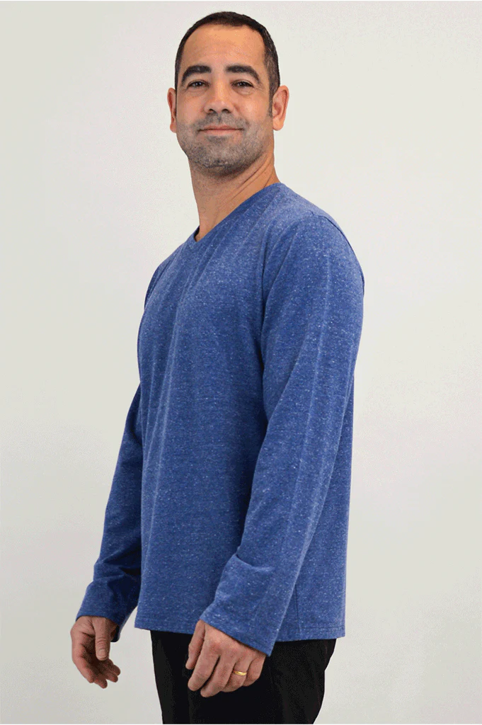 Adam Long Sleeve, Denim, Bamboo - Image 2