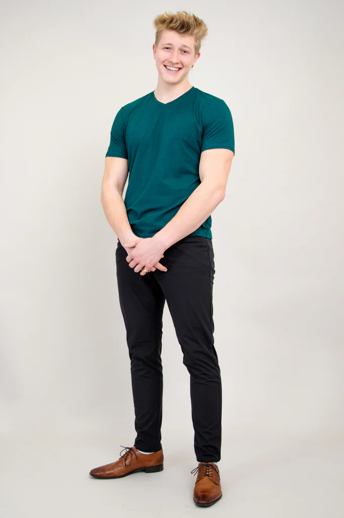 Adam Short Sleeve Shirt, Teal, Bamboo - Image 10