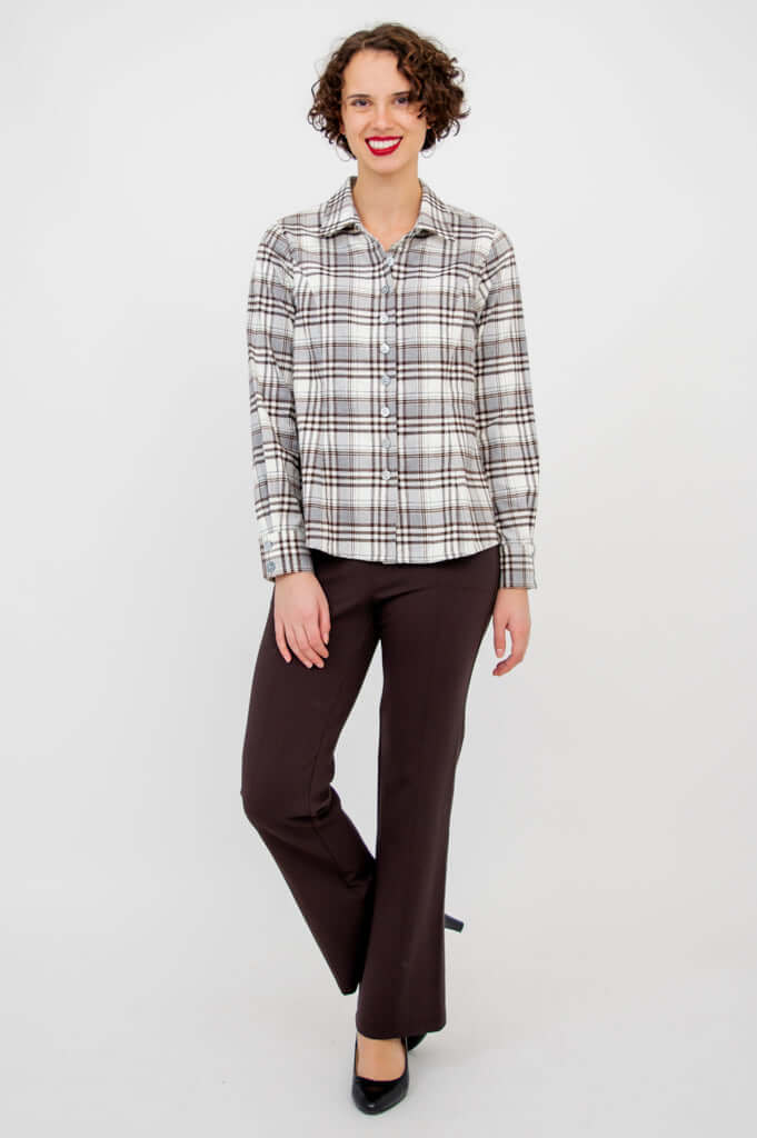 Alexis Top, Coffee Plaid , Cotton - Final Sale - Image 3