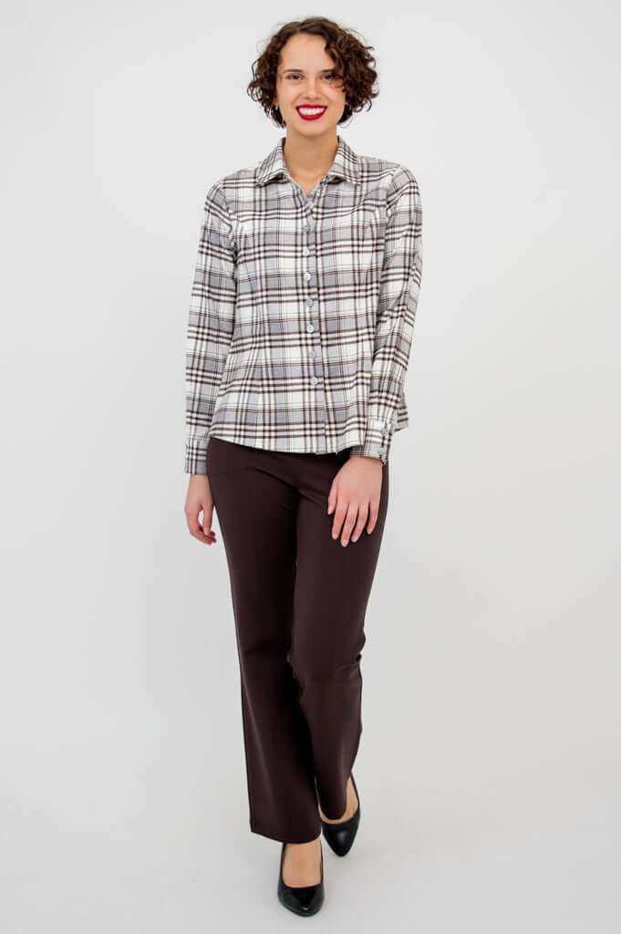 Alexis Top, Coffee Plaid , Cotton - Final Sale - Image 4