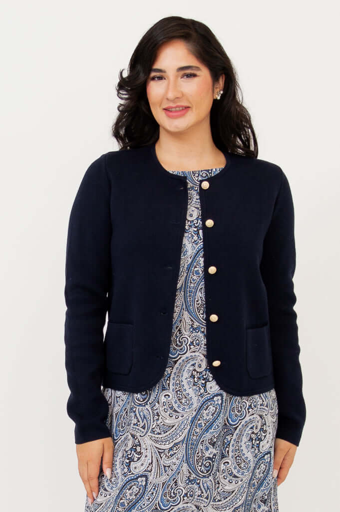 Amira Sweater, Navy, Cotton - Final Sale - Image 2
