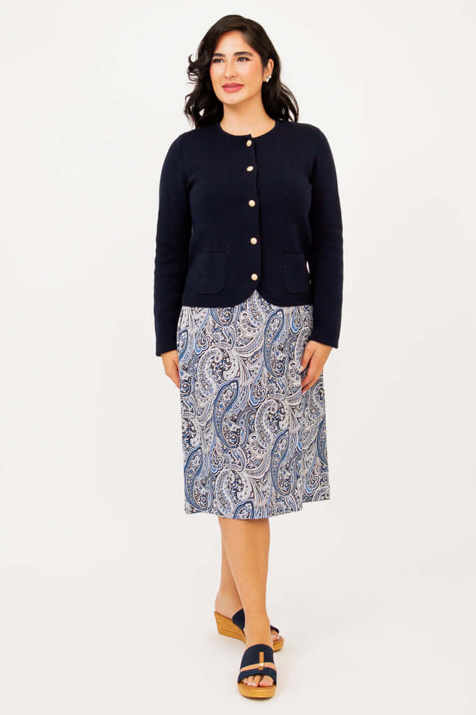 Amira Sweater, Navy, Cotton - Final Sale - Image 4