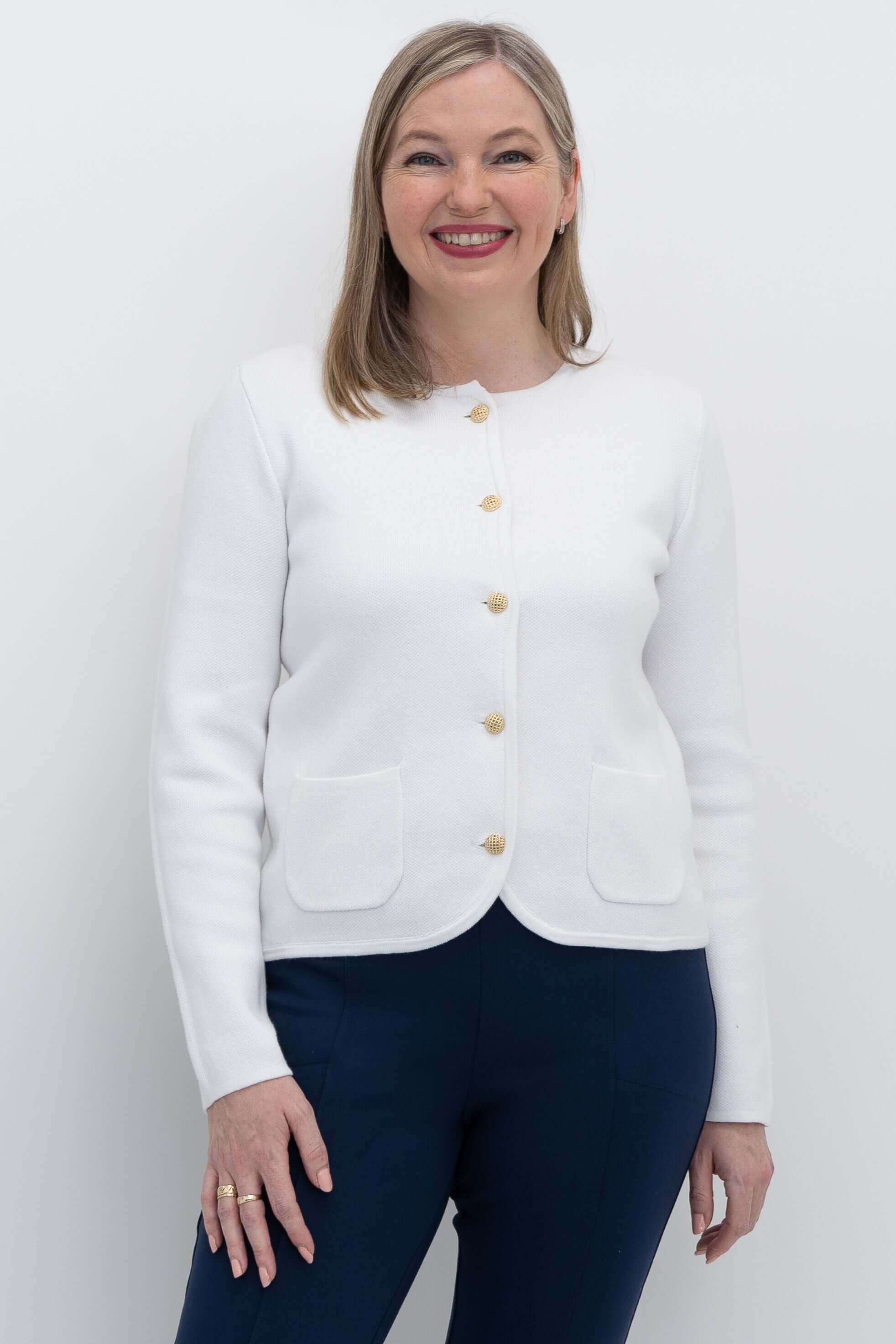 Amira Sweater, White, Cotton
