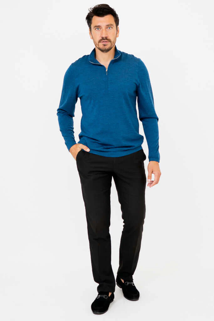 Andrew Sweater, Blue Peri, Merino Wool - Image 3