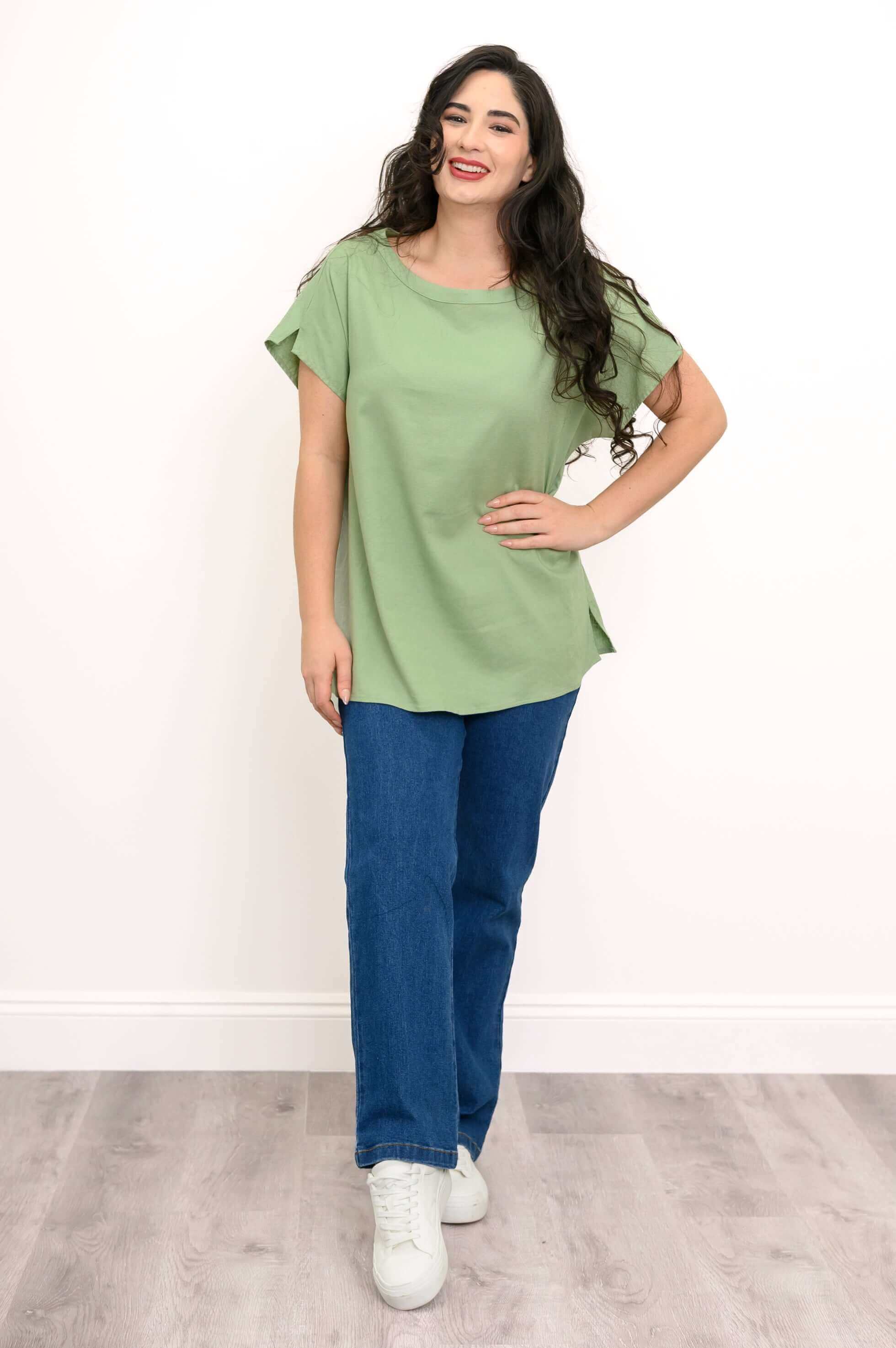 Aria Tee, Sage, Linen Viscose - Image 2