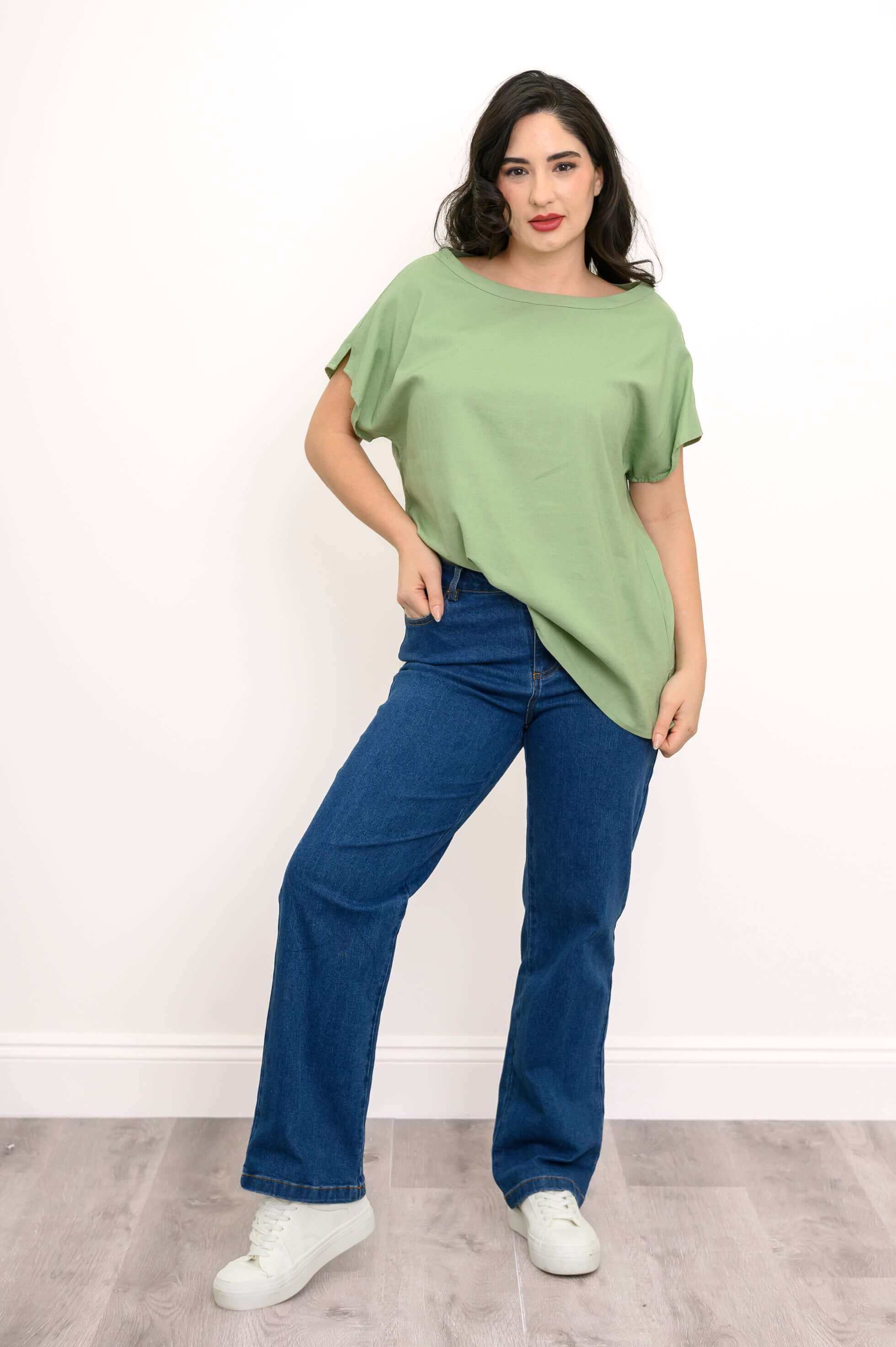 Aria Tee, Sage, Linen Viscose - Image 3