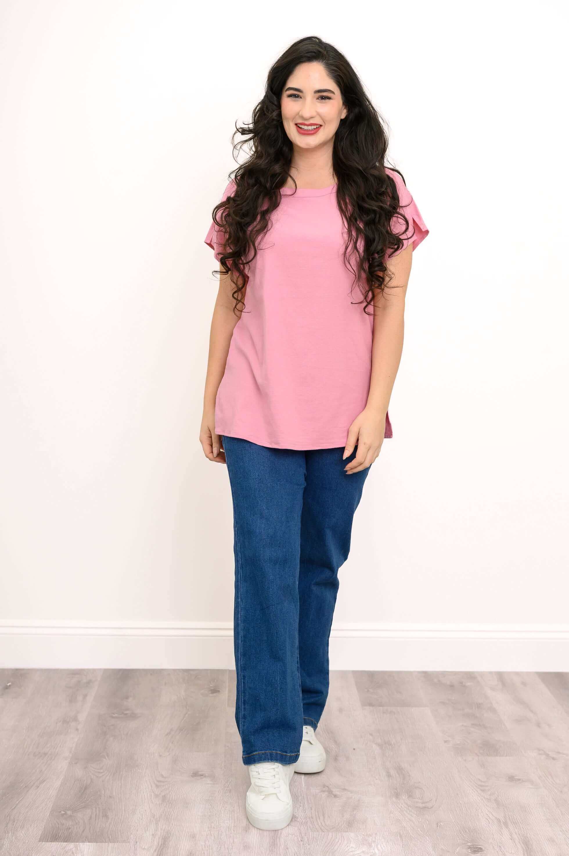 Aria Tee, Soft Pink, Linen Viscose - Image 3
