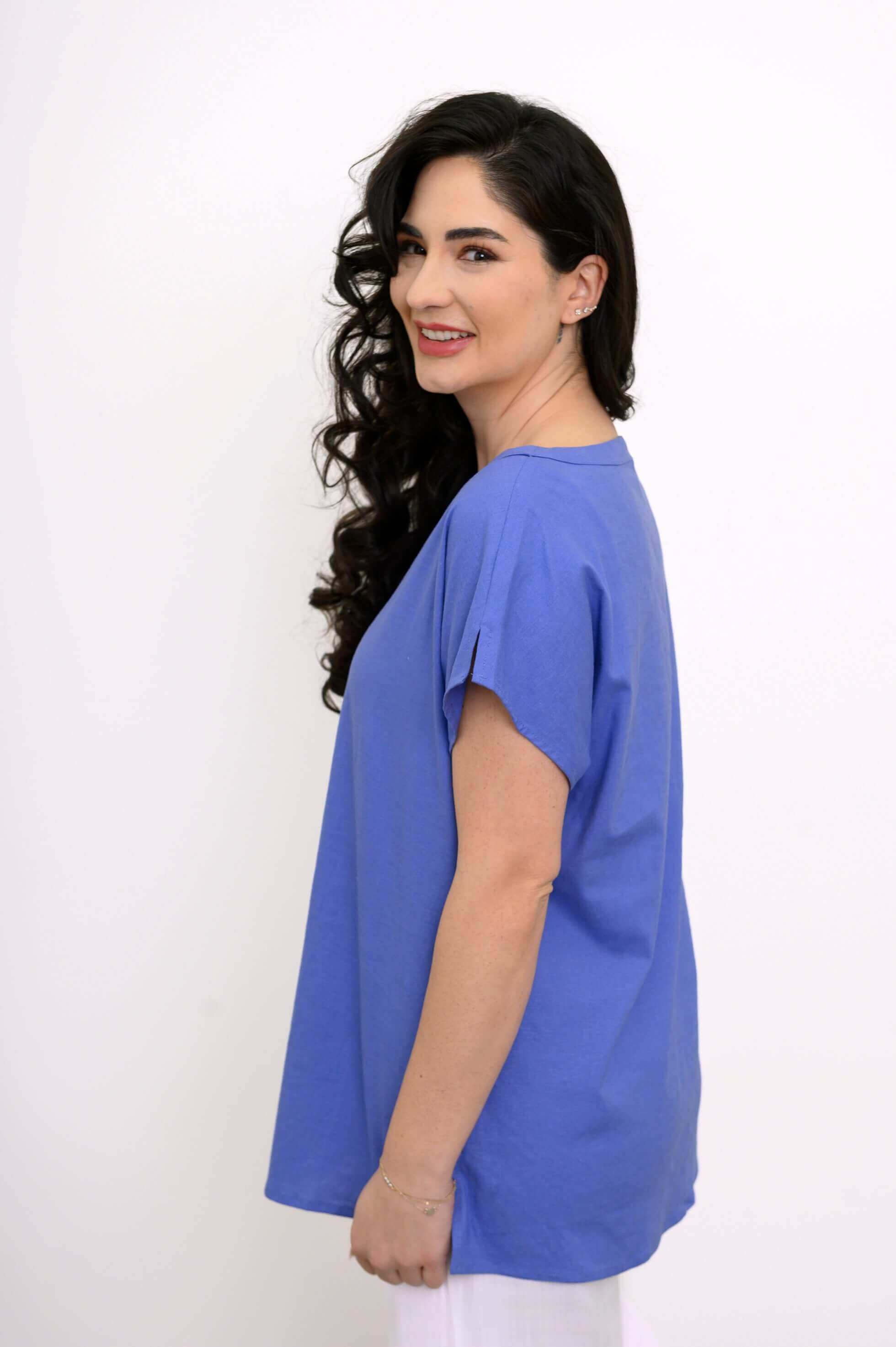 Aria Tee, Soft Violet, Linen Viscose - Image 2