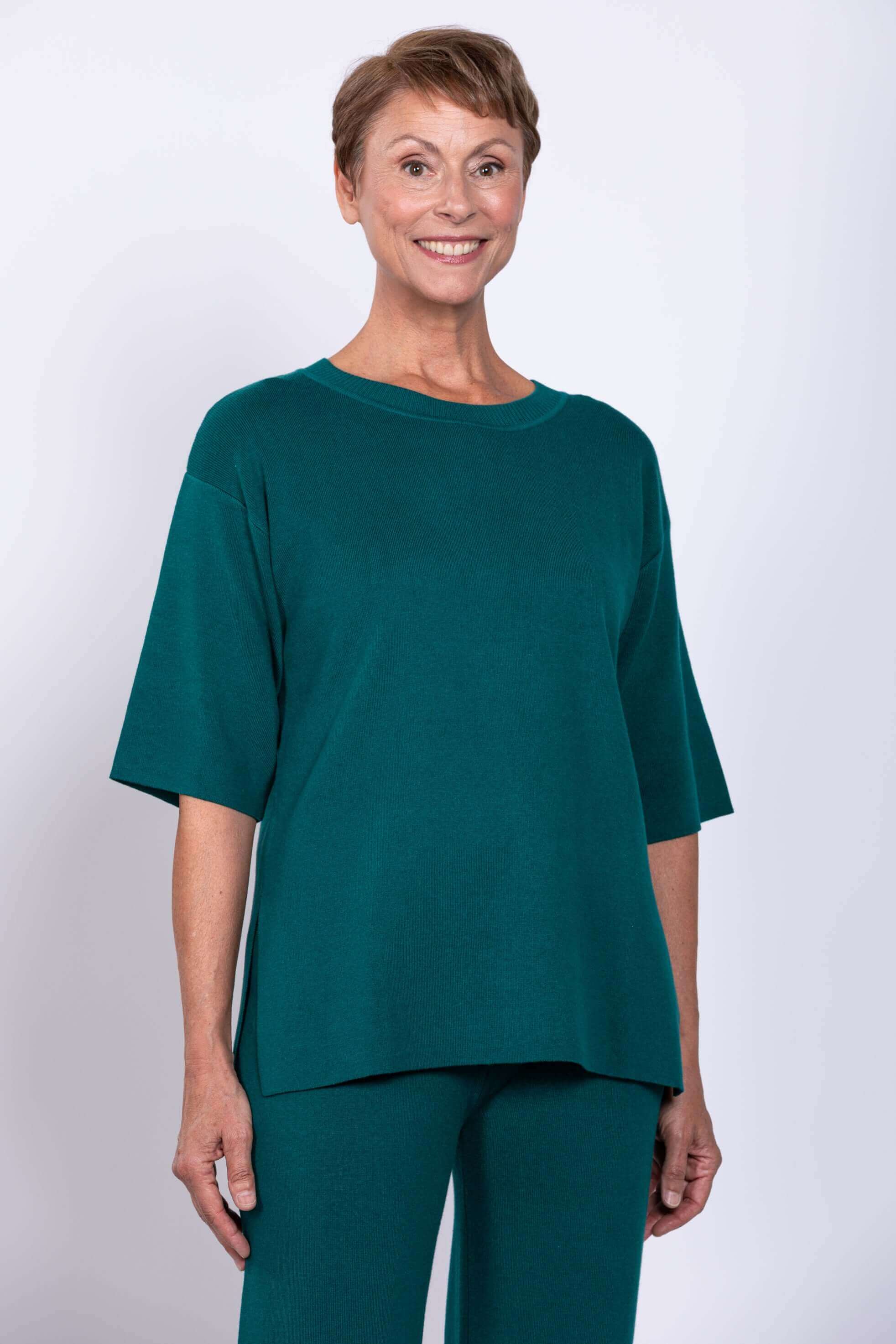 Bailey Sweater, Teal, Cotton