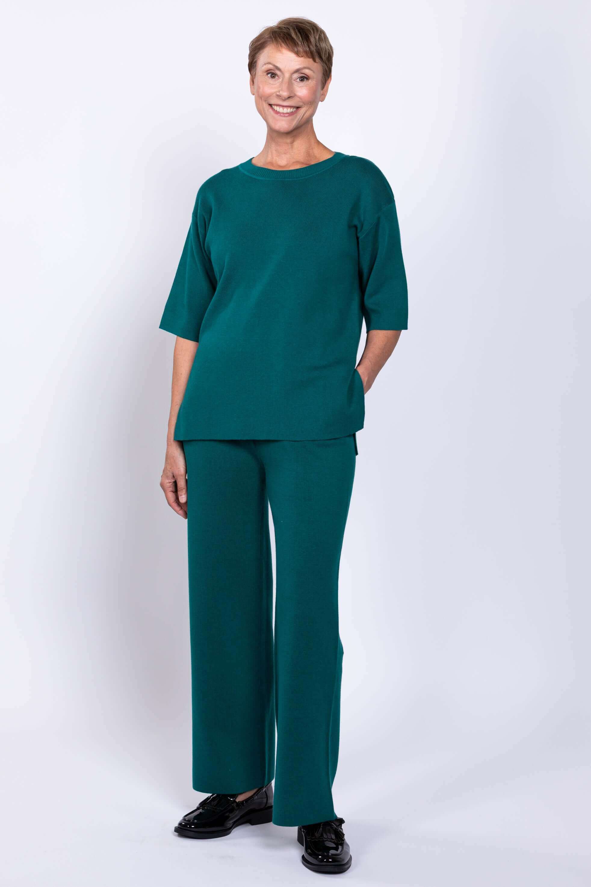 Bailey Sweater, Teal, Cotton - Image 2