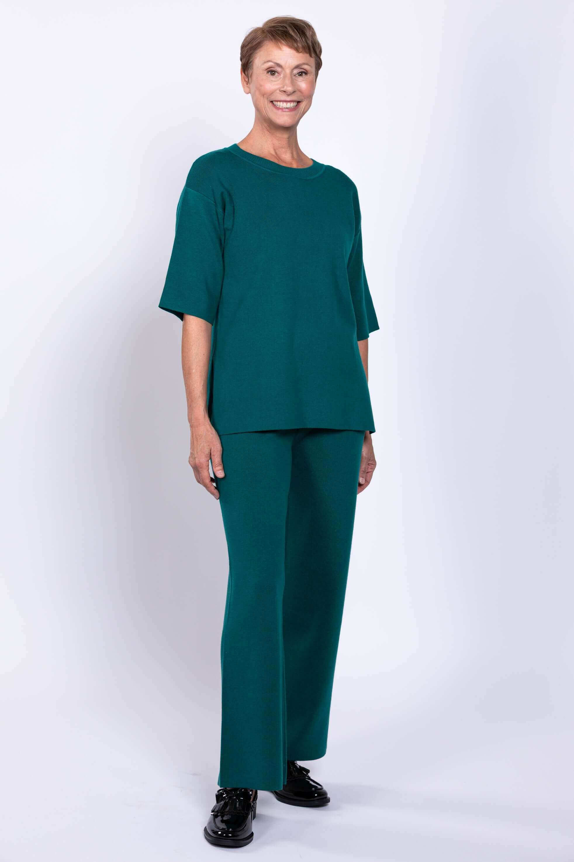 Bailey Sweater, Teal, Cotton - Image 3