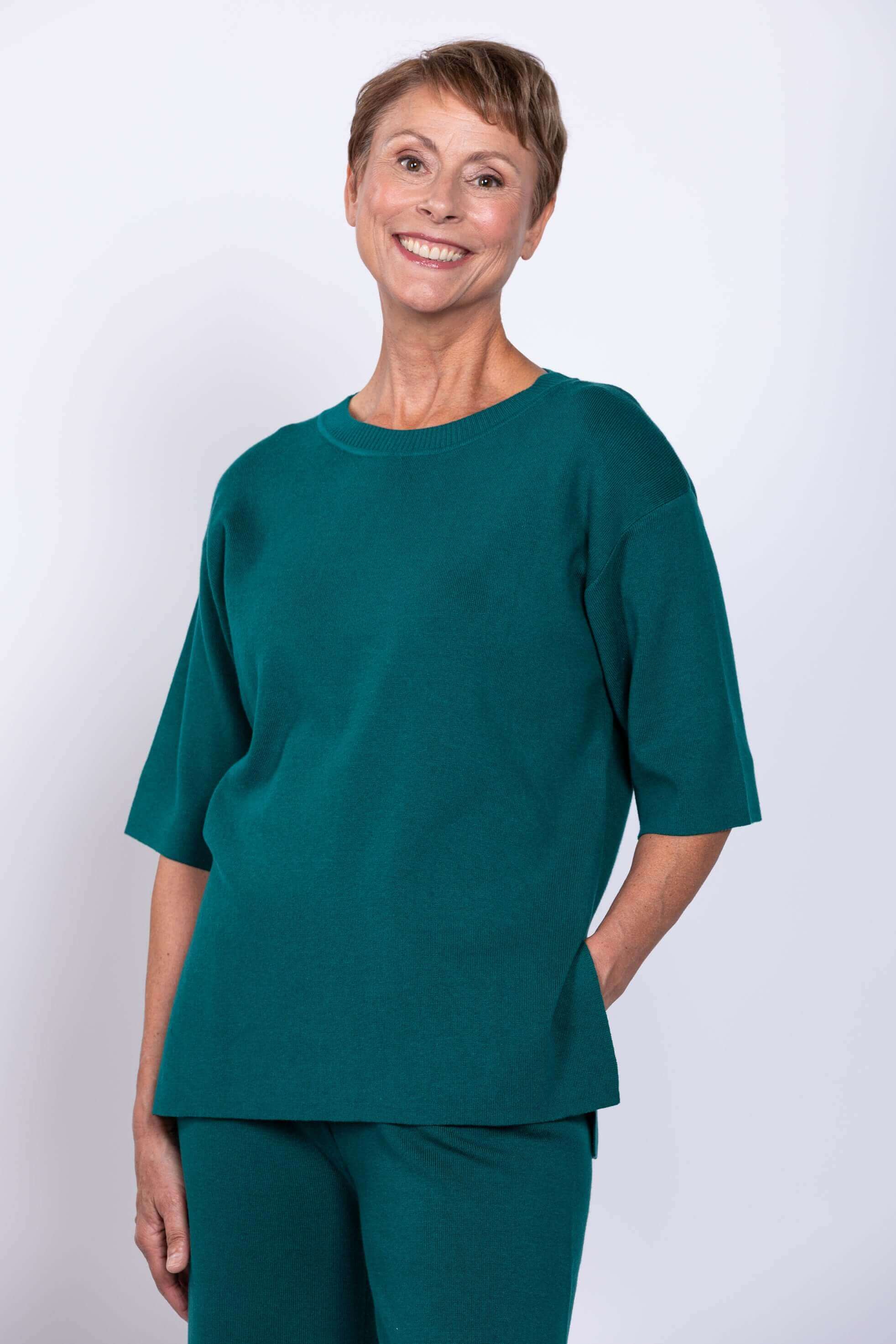 Bailey Sweater, Teal, Cotton - Image 4