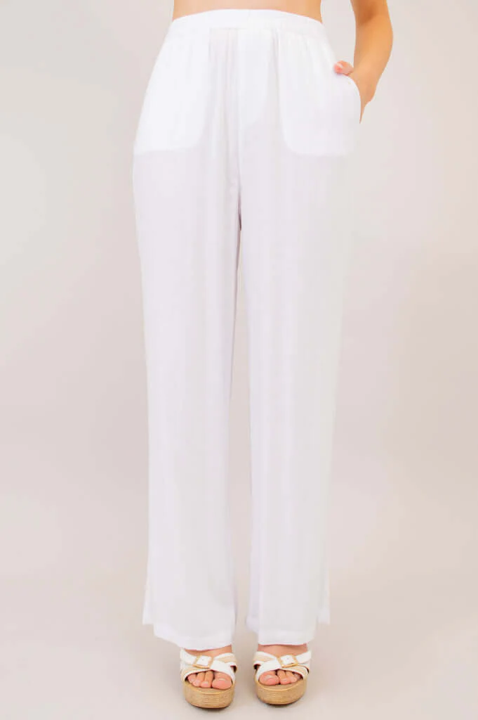Bella Pant, White, Linen Bamboo - Image 4