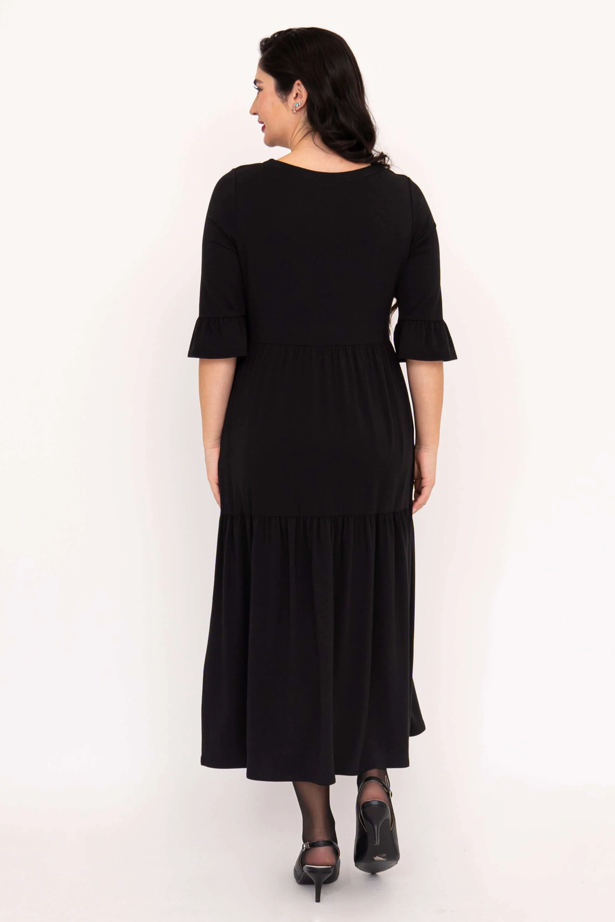 Bernadette Long Dress, Black, French Terry - Image 4