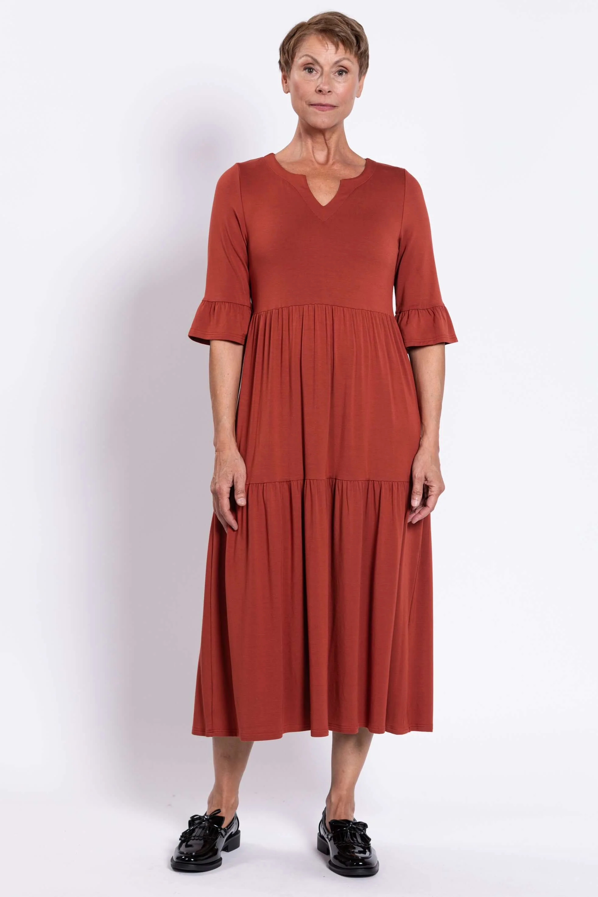 Bernadette Long Dress, Cuprum, French Terry - Image 2