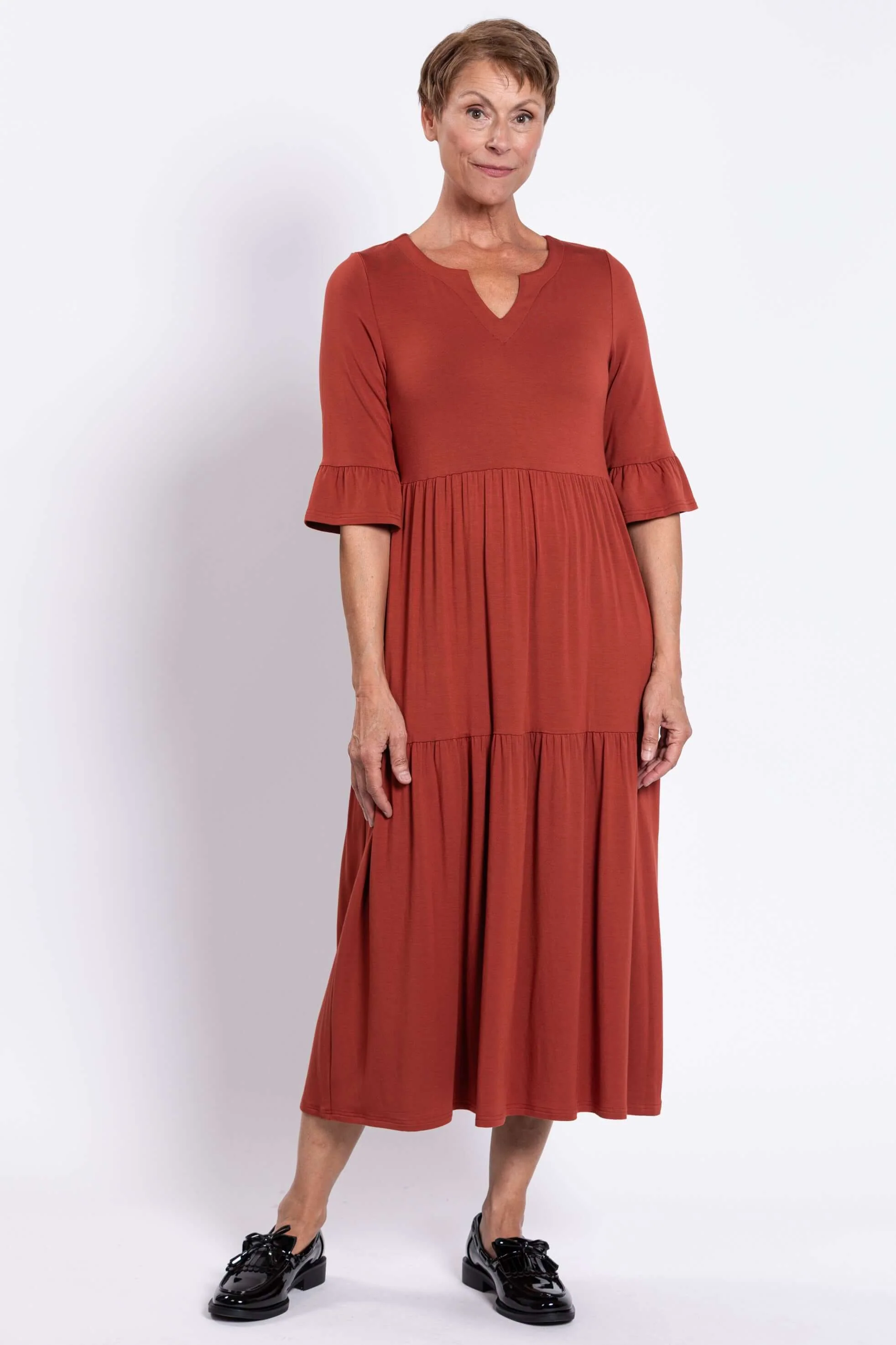 Bernadette Long Dress, Cuprum, French Terry - Image 3