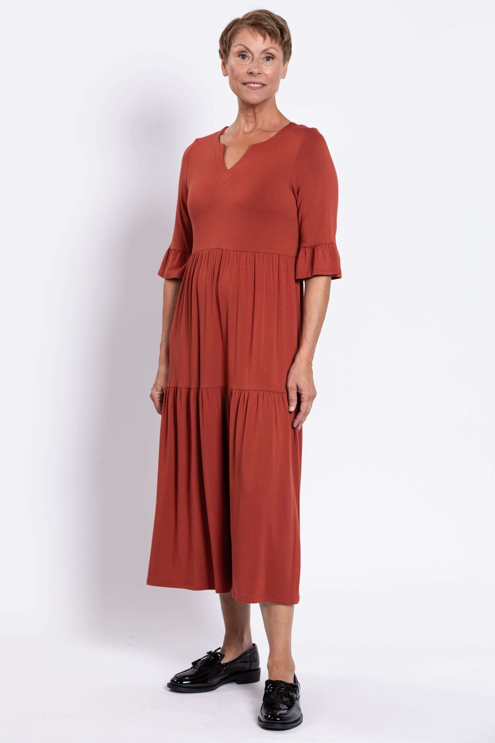 Bernadette Long Dress, Cuprum, French Terry - Image 4