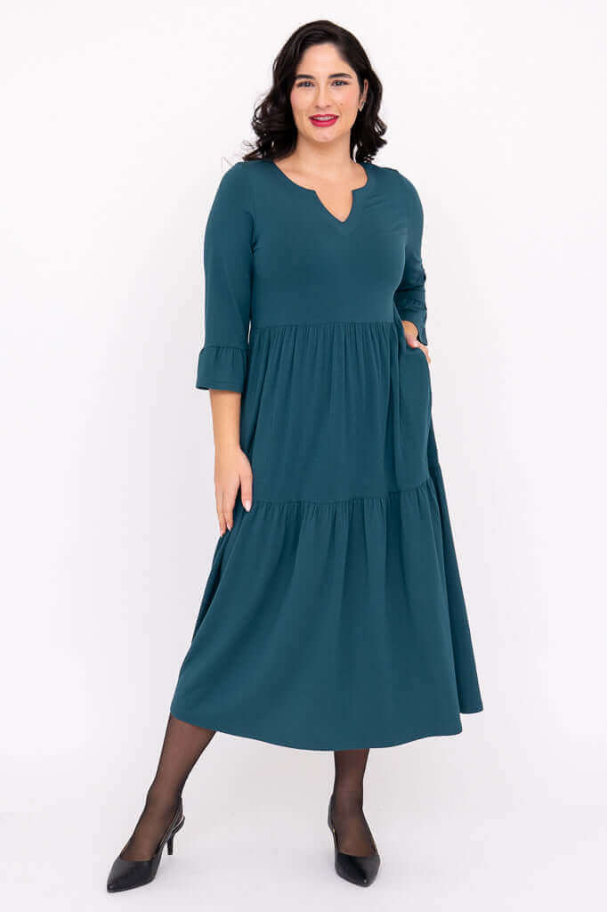 Bernadette Long Dress, Teal, French Terry - Image 5
