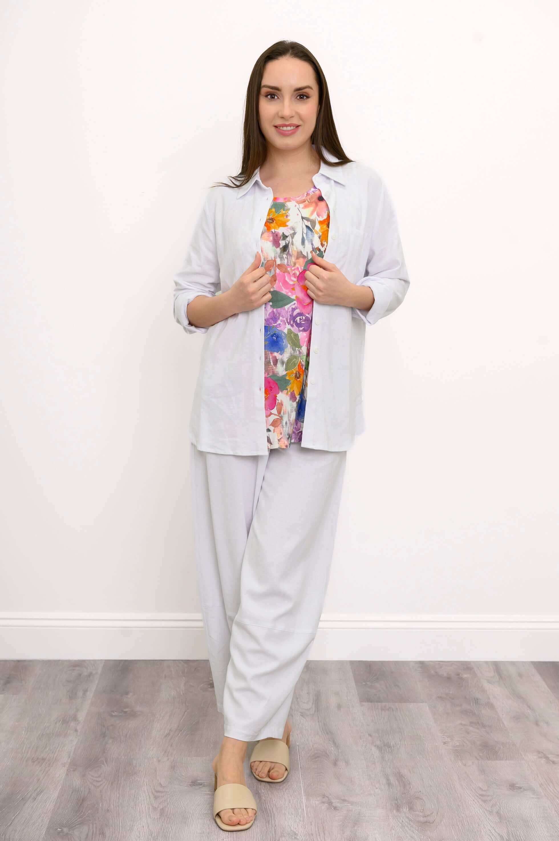 Boardwalk Pant, White, Linen Viscose - Image 3