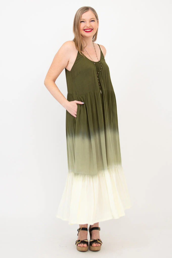 Boha Dress, Green Dip-Dye - Image 5