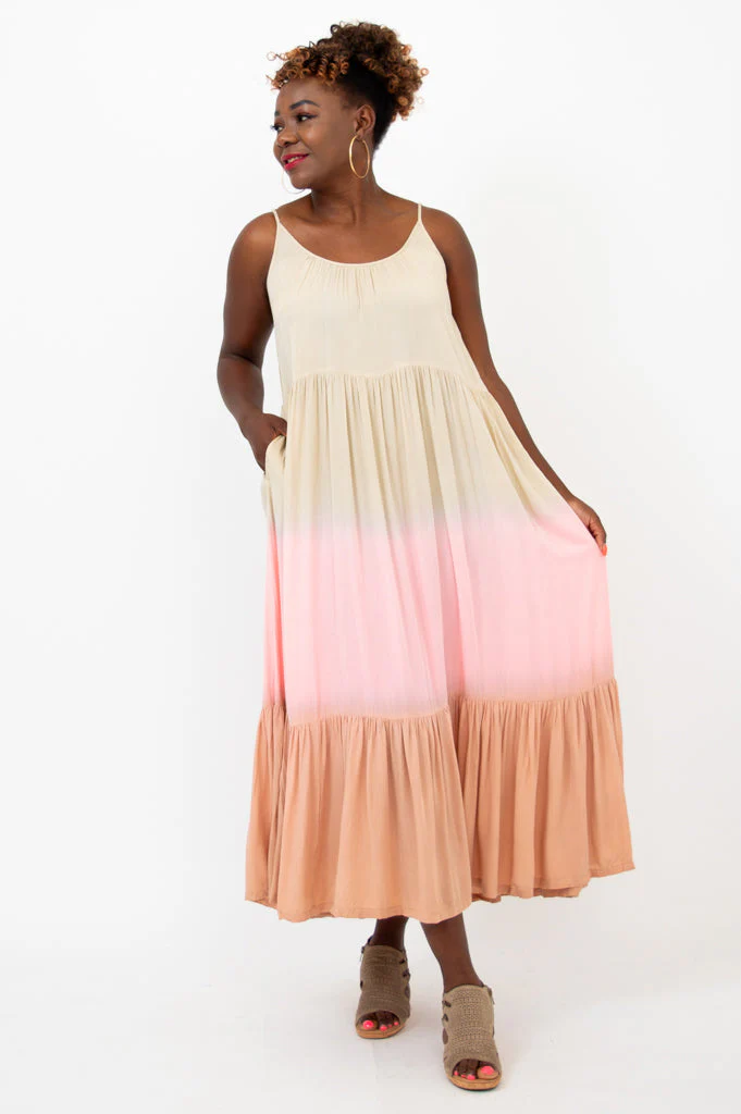 Boha Dress, Tan Dip-Dye - Image 3