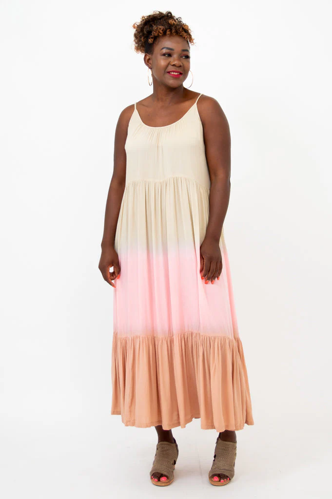 Boha Dress, Tan Dip-Dye - Image 4