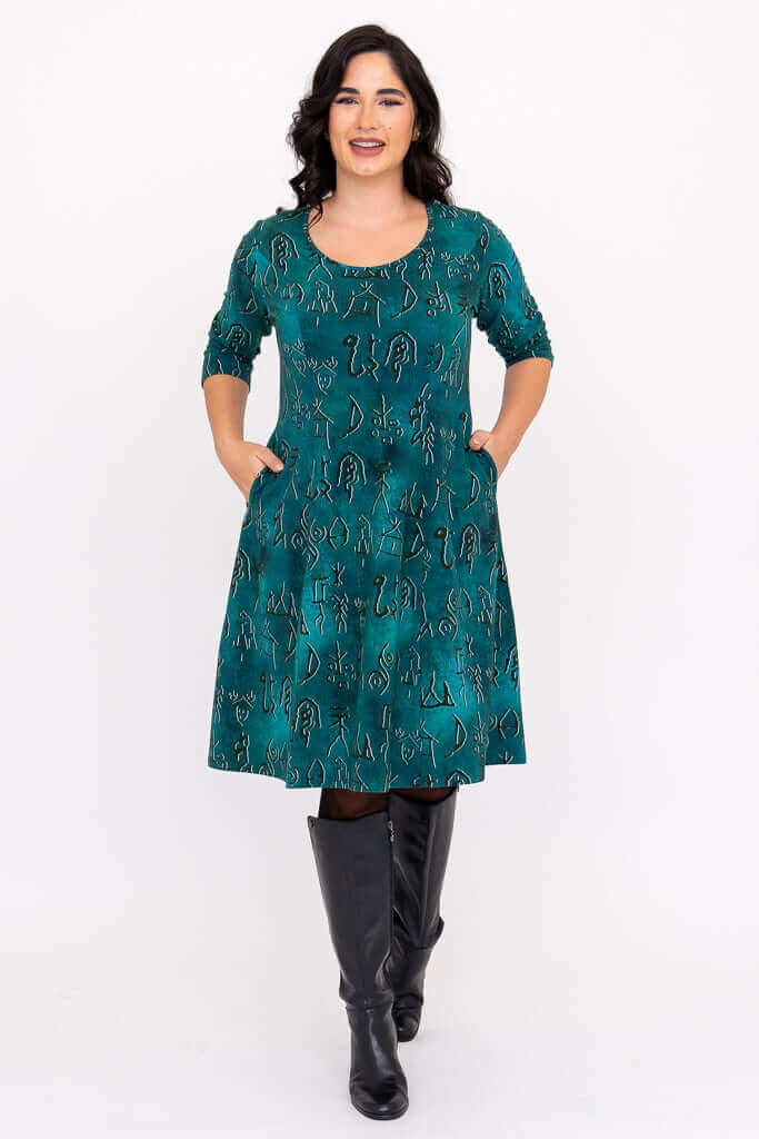 Callie 3/4 Dress, Teal Rune, Bamboo - Image 3