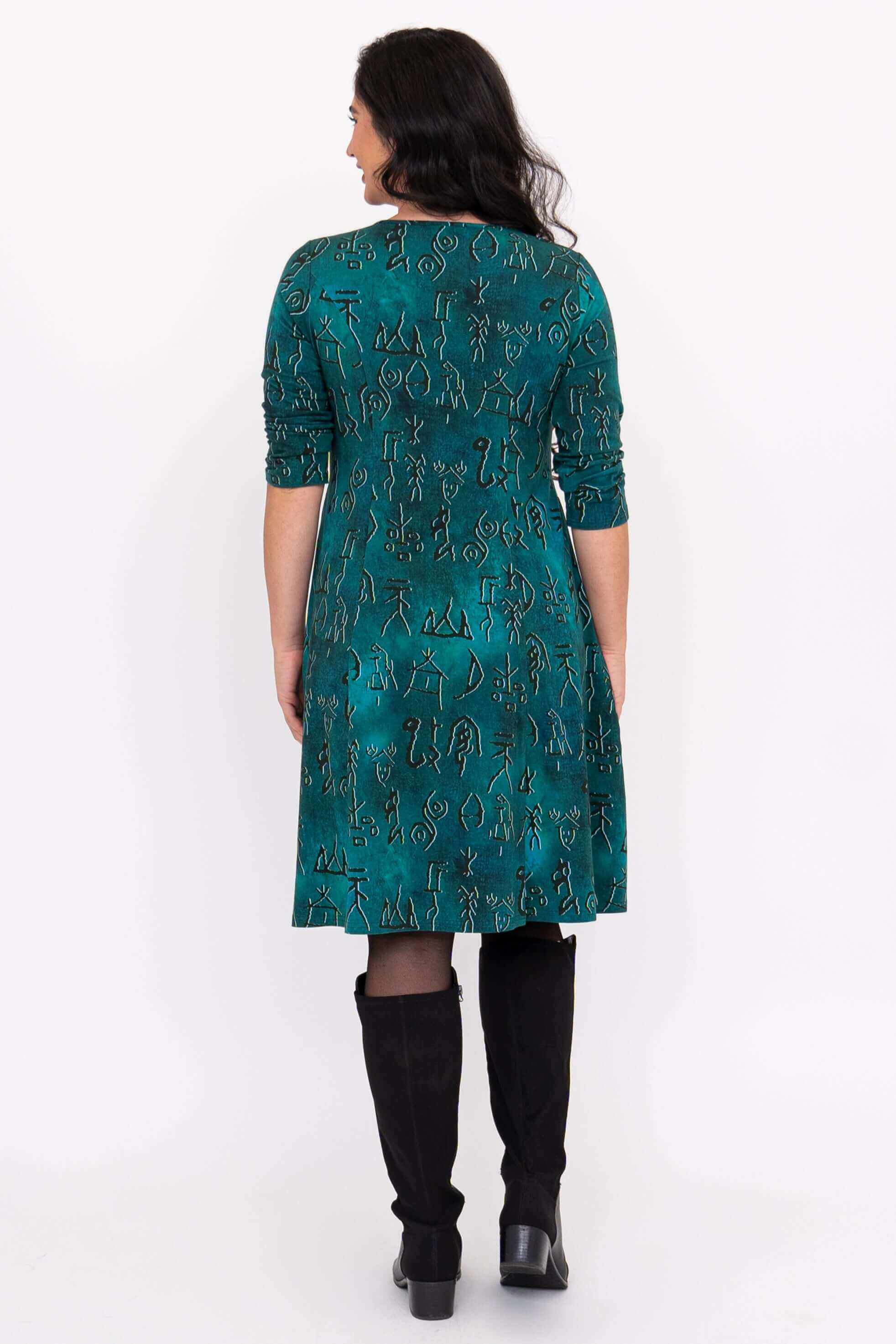 Callie 3/4 Dress, Teal Rune, Bamboo - Image 4