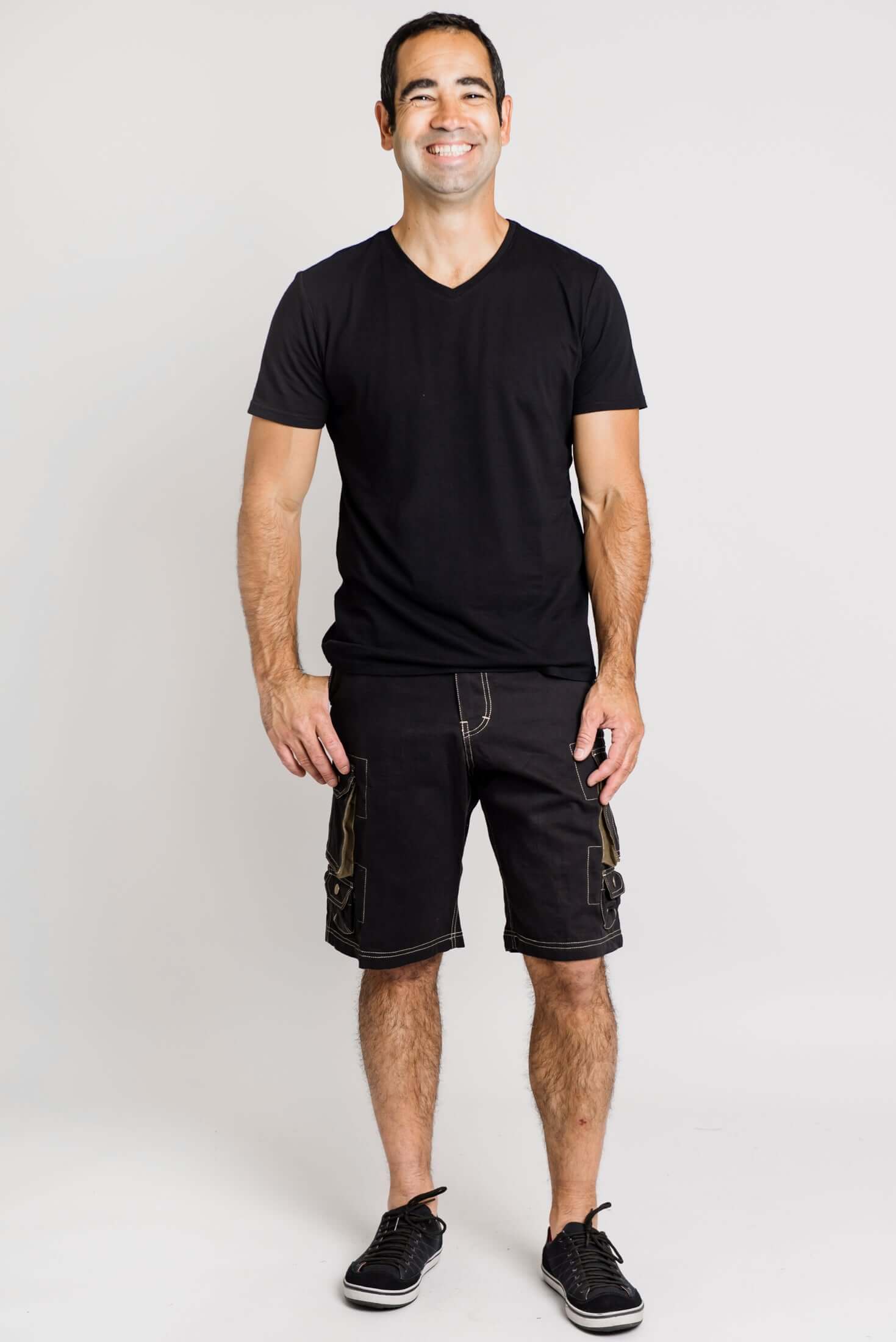 Cargo Shorts, Black, Cotton - Image 3