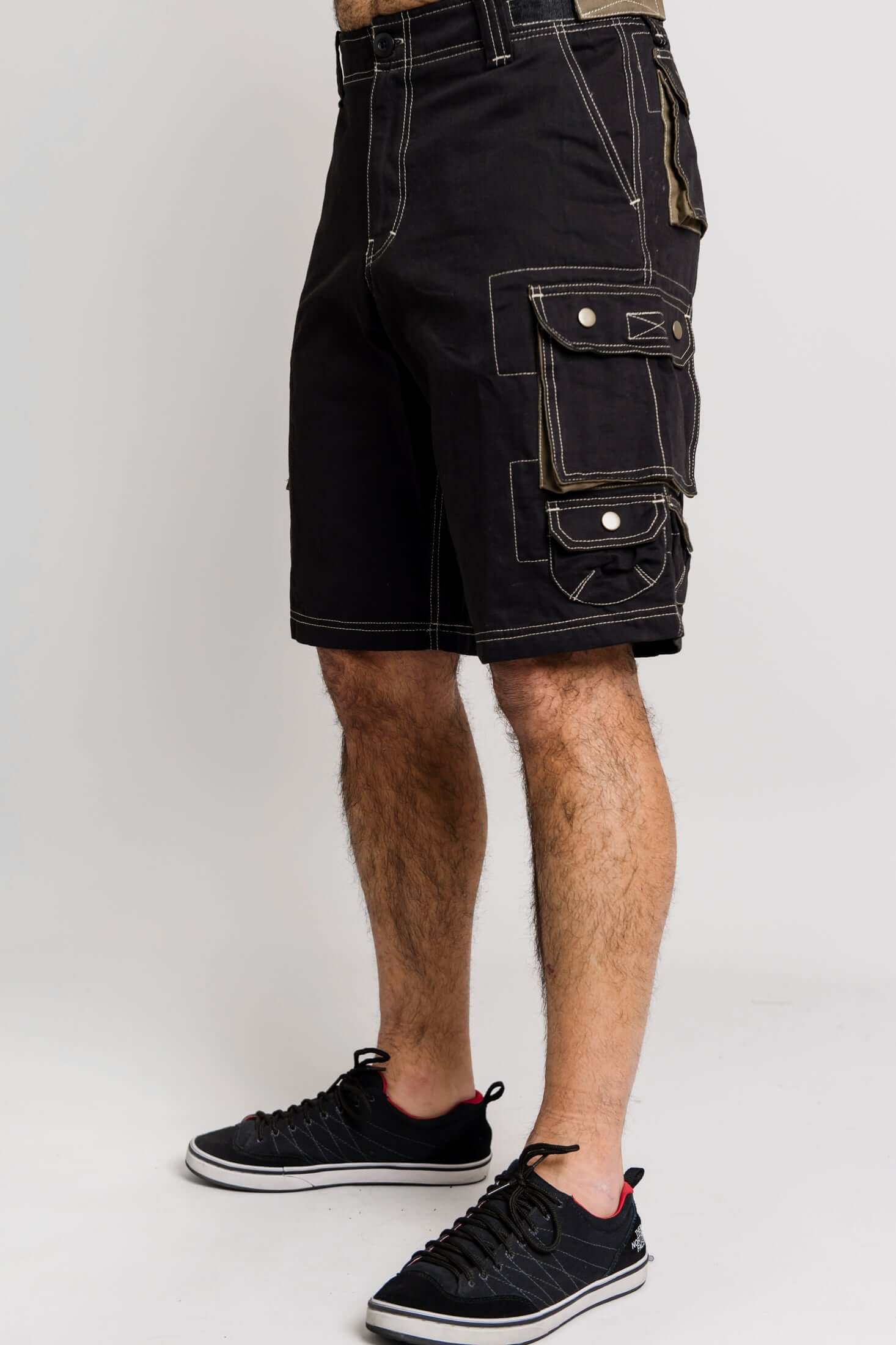 Cargo Shorts, Black, Cotton - Image 4
