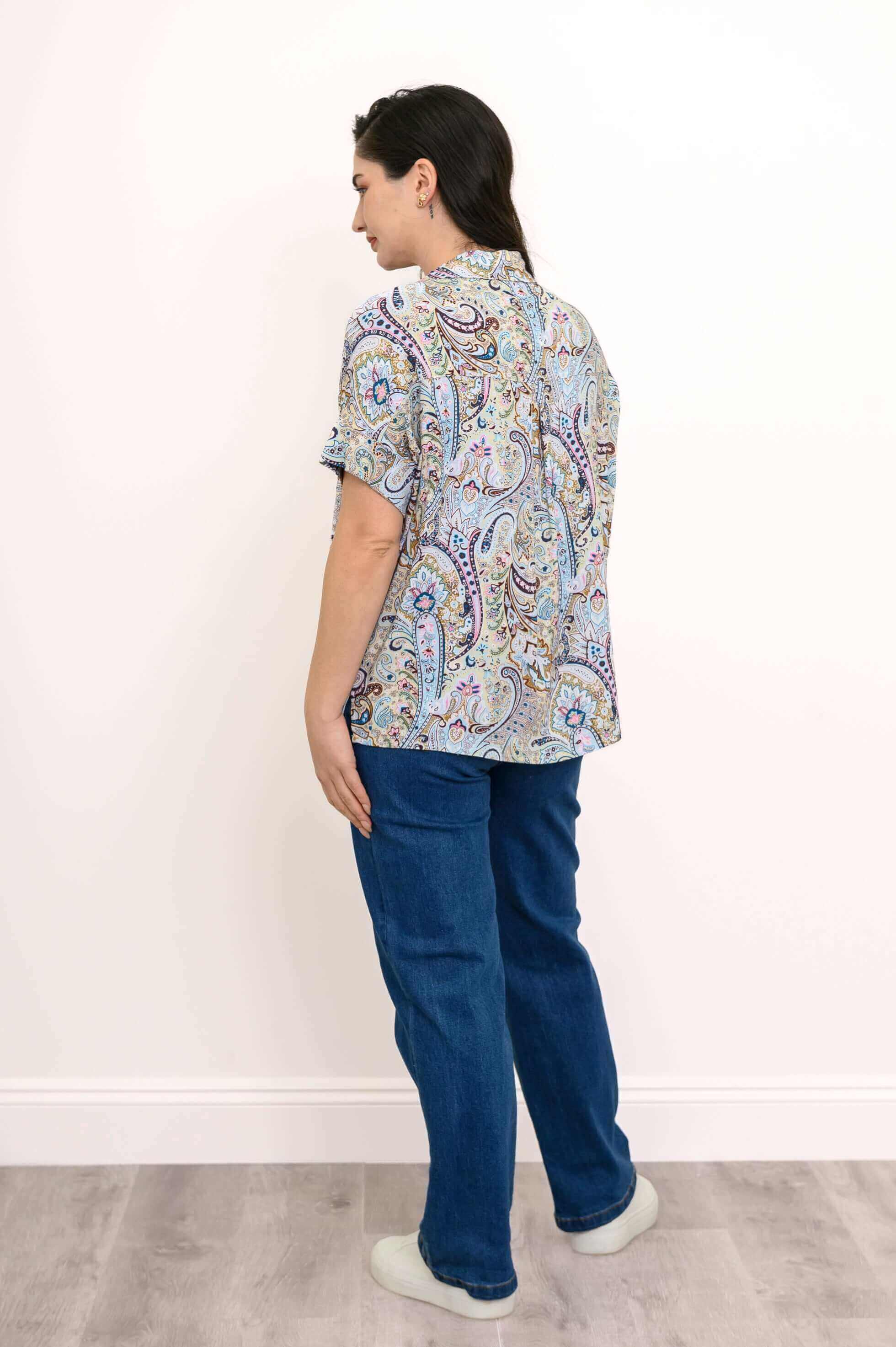 Carolina Blouse, Denim Parade, Linen Bamboo - Image 3
