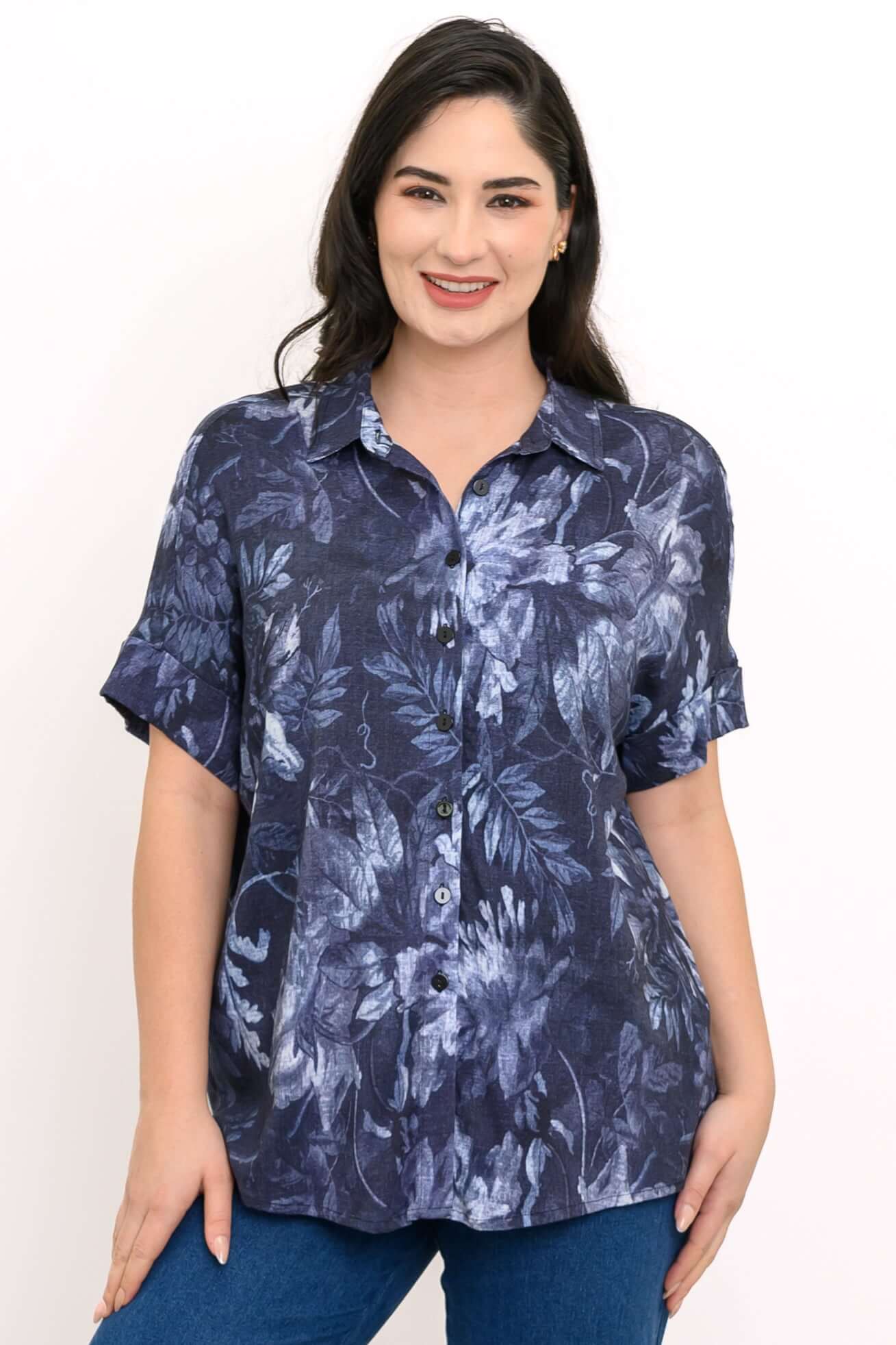 Carolina Blouse, Indigo Mood, Linen Bamboo