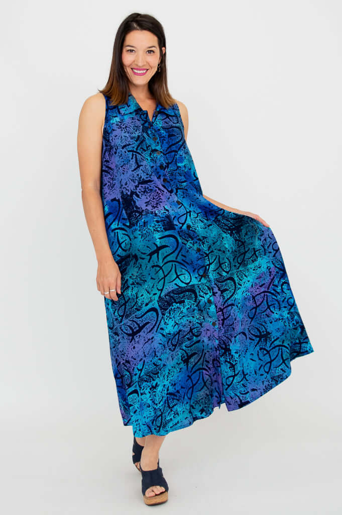 Cissy Dress, Aqua Batik - Image 2