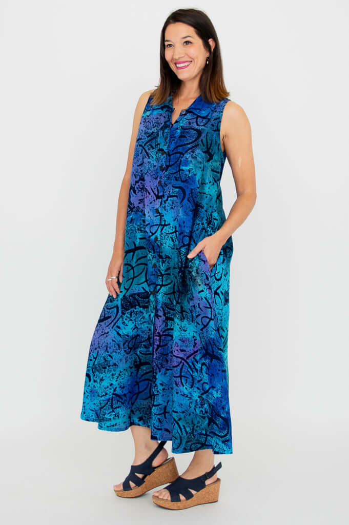Cissy Dress, Aqua Batik - Image 3