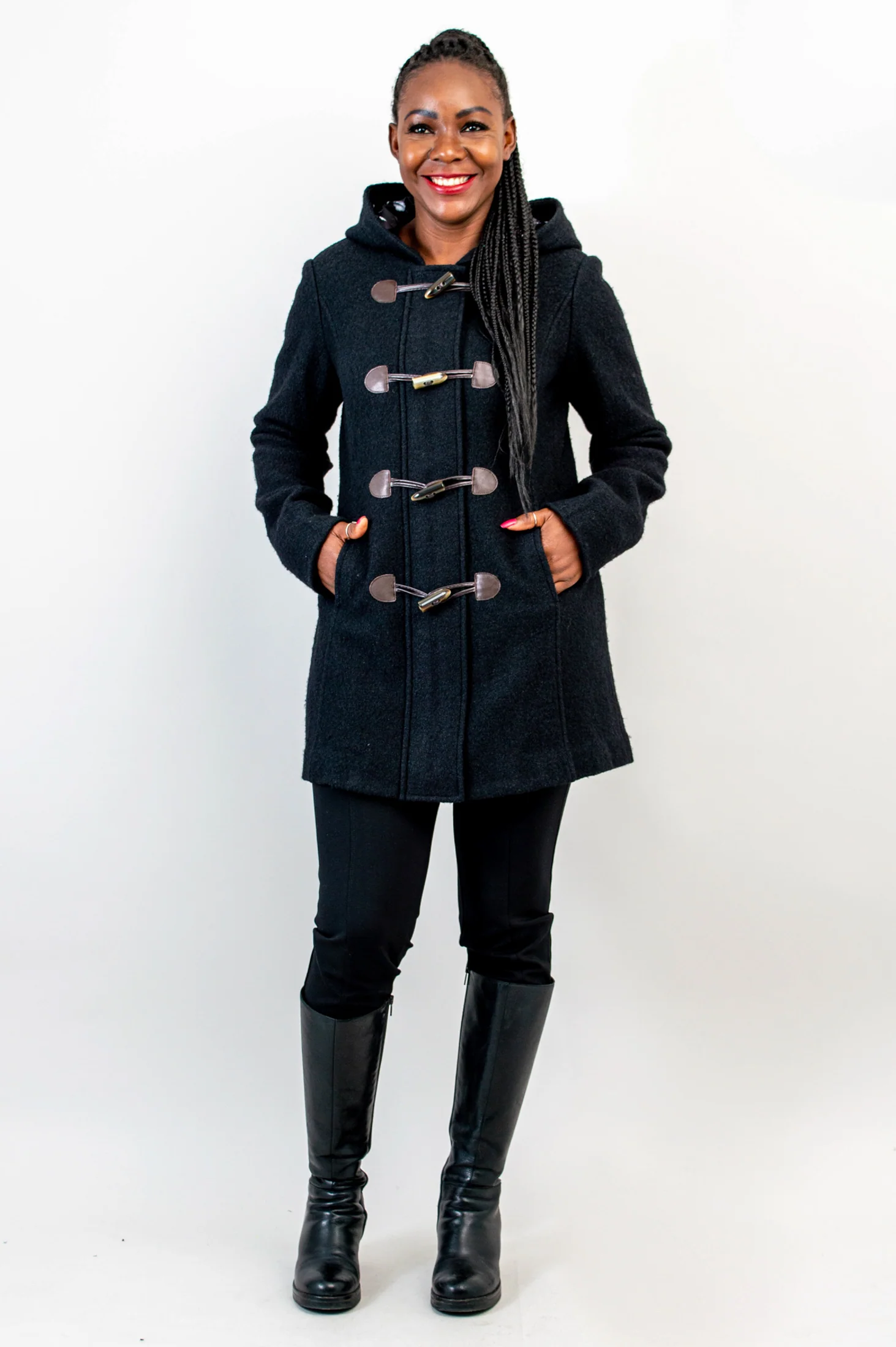 Catania Coat, Black, Boiled Wool - Image 4