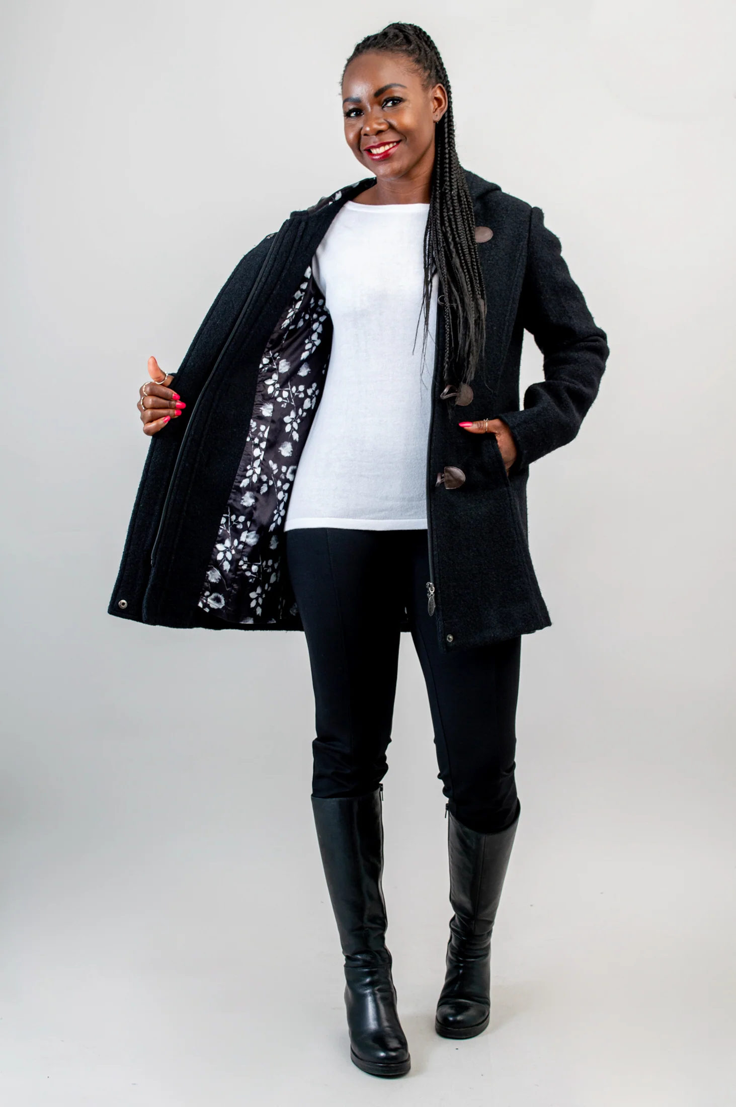 Catania Coat, Black, Boiled Wool - Image 8