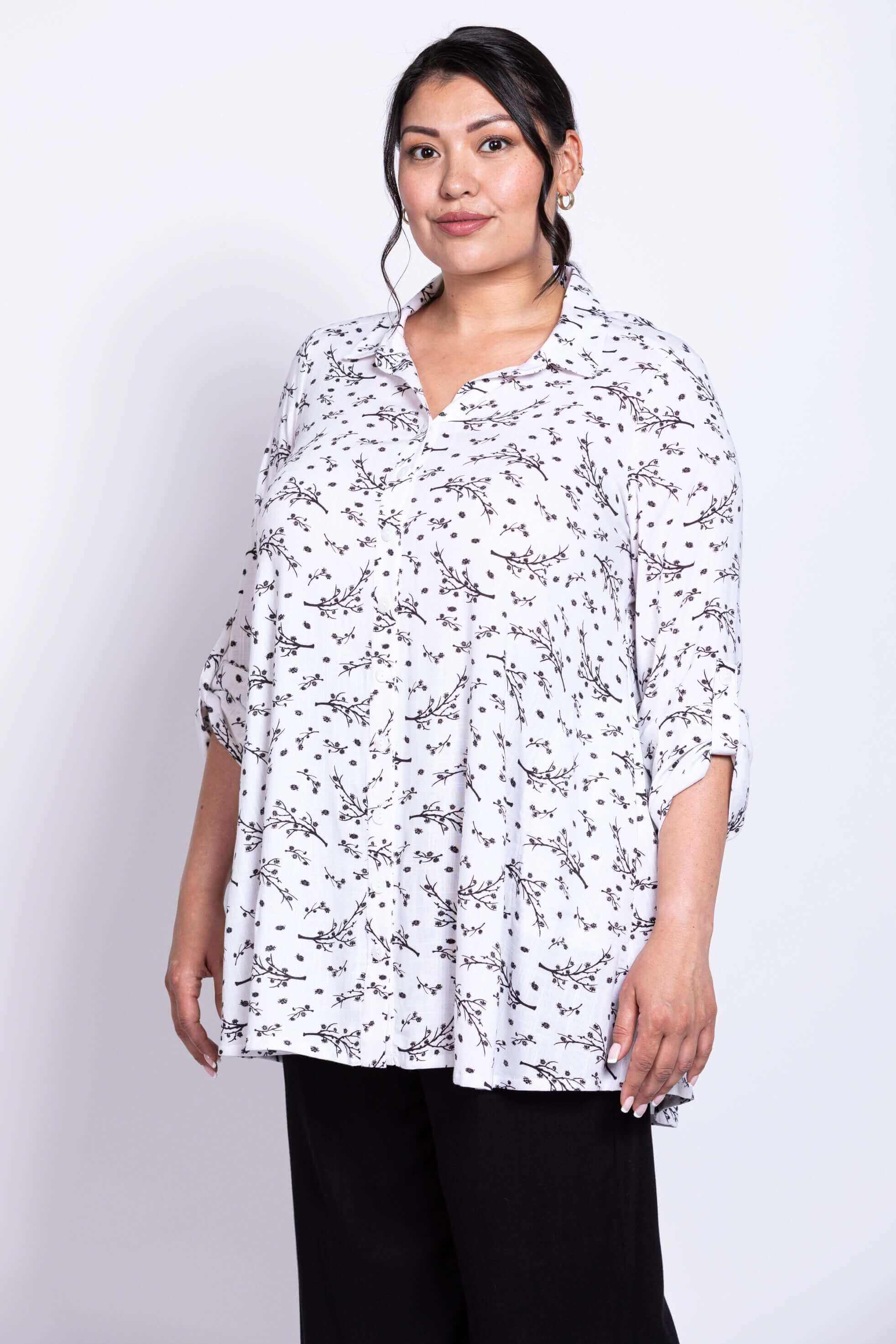 Celine Blouse, BW Twiggy, Linen Bamboo