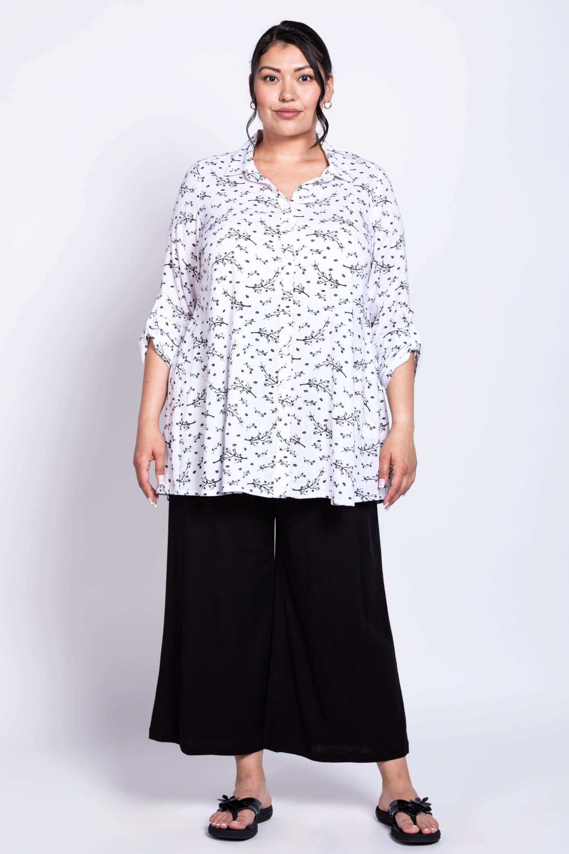 Celine Blouse, BW Twiggy, Linen Bamboo - Image 8
