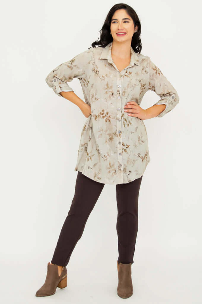 Celine Blouse, Castle, Linen Bamboo- Final Sale - Image 6