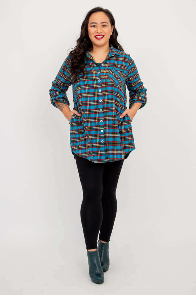 Celine Tunic, Telly Plaid, Cotton- Final Sale - Image 3