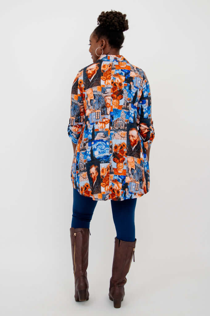 Celine Blouse, Van Gogh, Linen Bamboo- Final Sale - Image 5