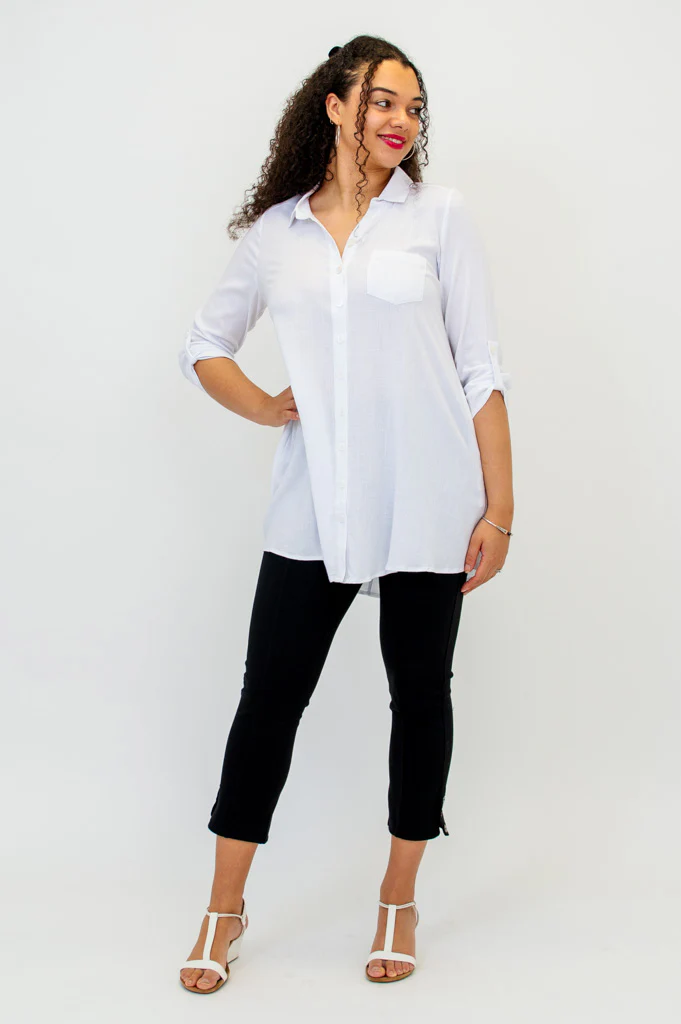 Celine Blouse, White, Linen Bamboo - Image 3