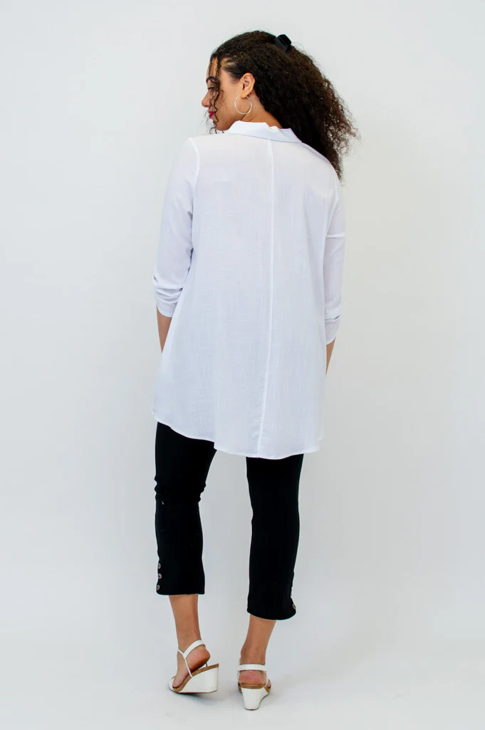 Celine Blouse, White, Linen Bamboo - Image 6