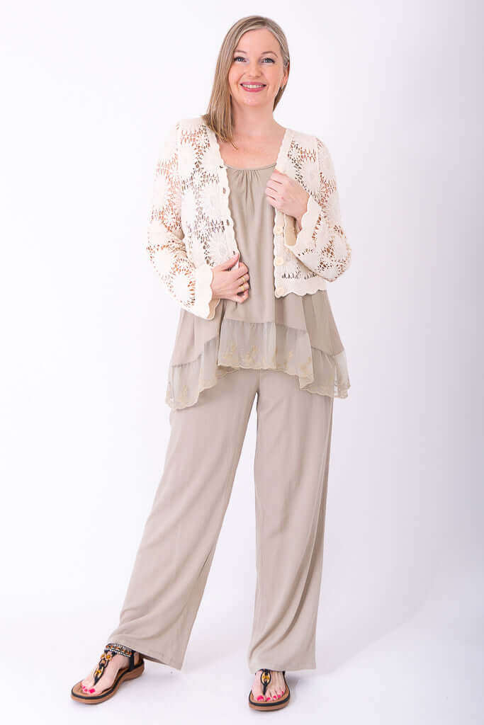 Chantilly Lace, Sand, Linen Bamboo - Image 3