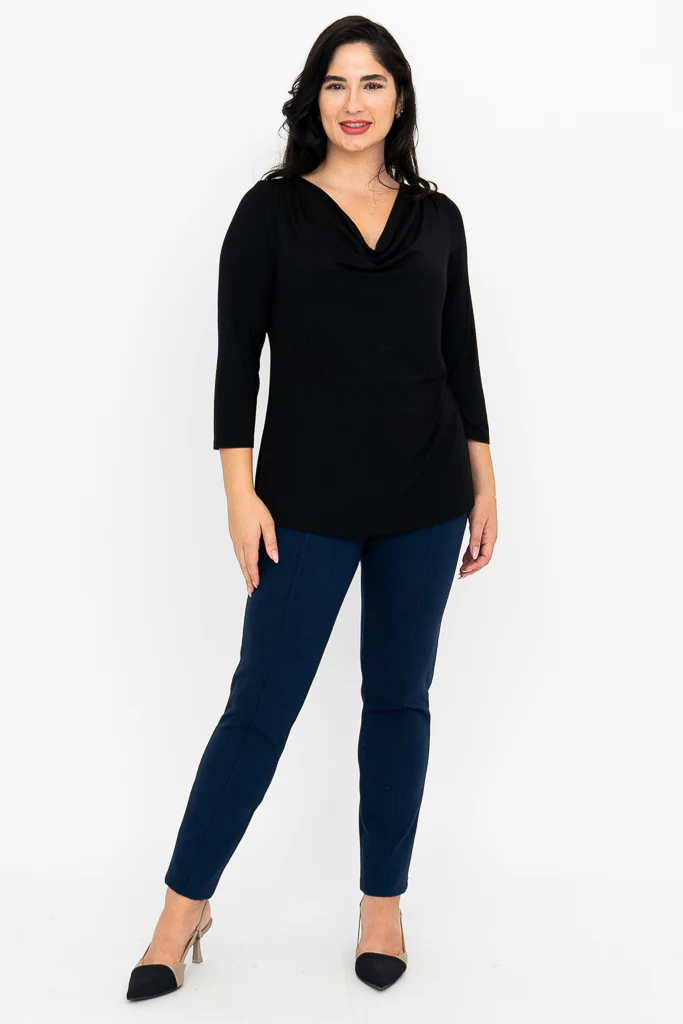 Charisse 3/4 Slv Top, Black, Bamboo - Image 3