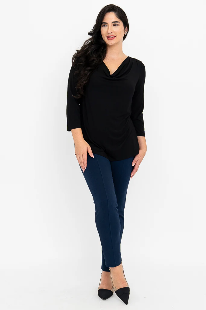 Charisse 3/4 Slv Top, Black, Bamboo - Image 4