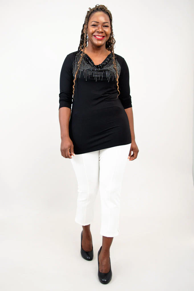 Charisse 3/4 Slv Top, Black Diamond, Bamboo - Final sale - Image 10