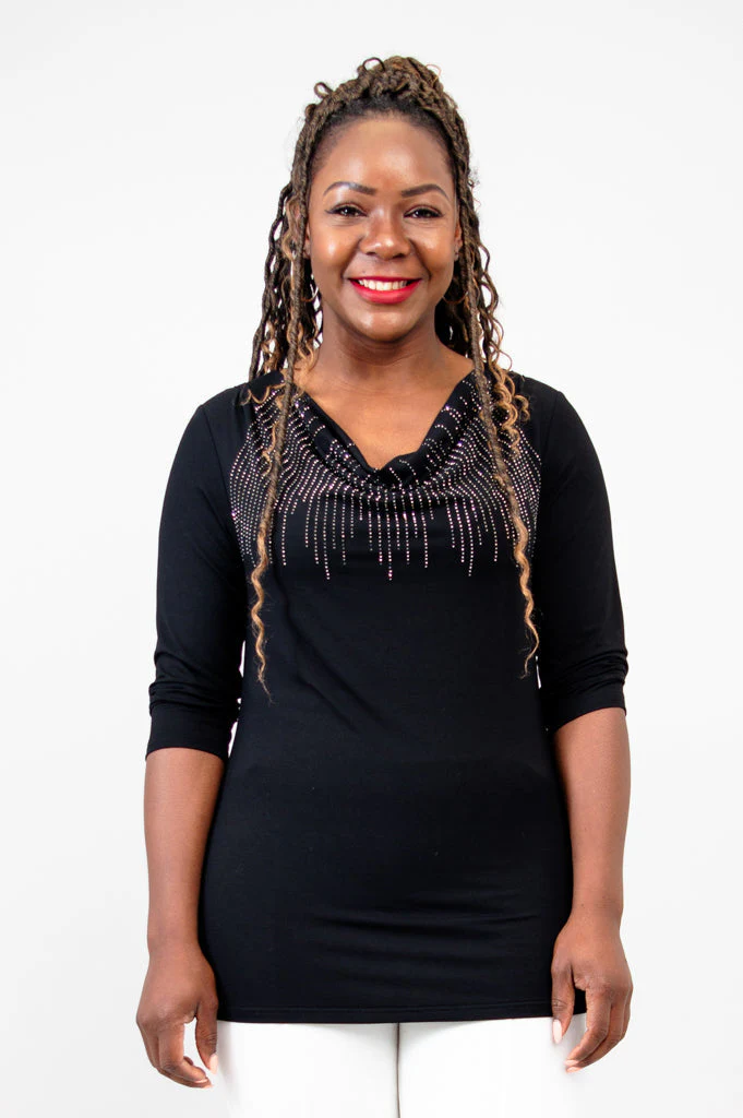 Charisse 3/4 Slv Top, Black Diamond, Bamboo - Final sale - Image 6