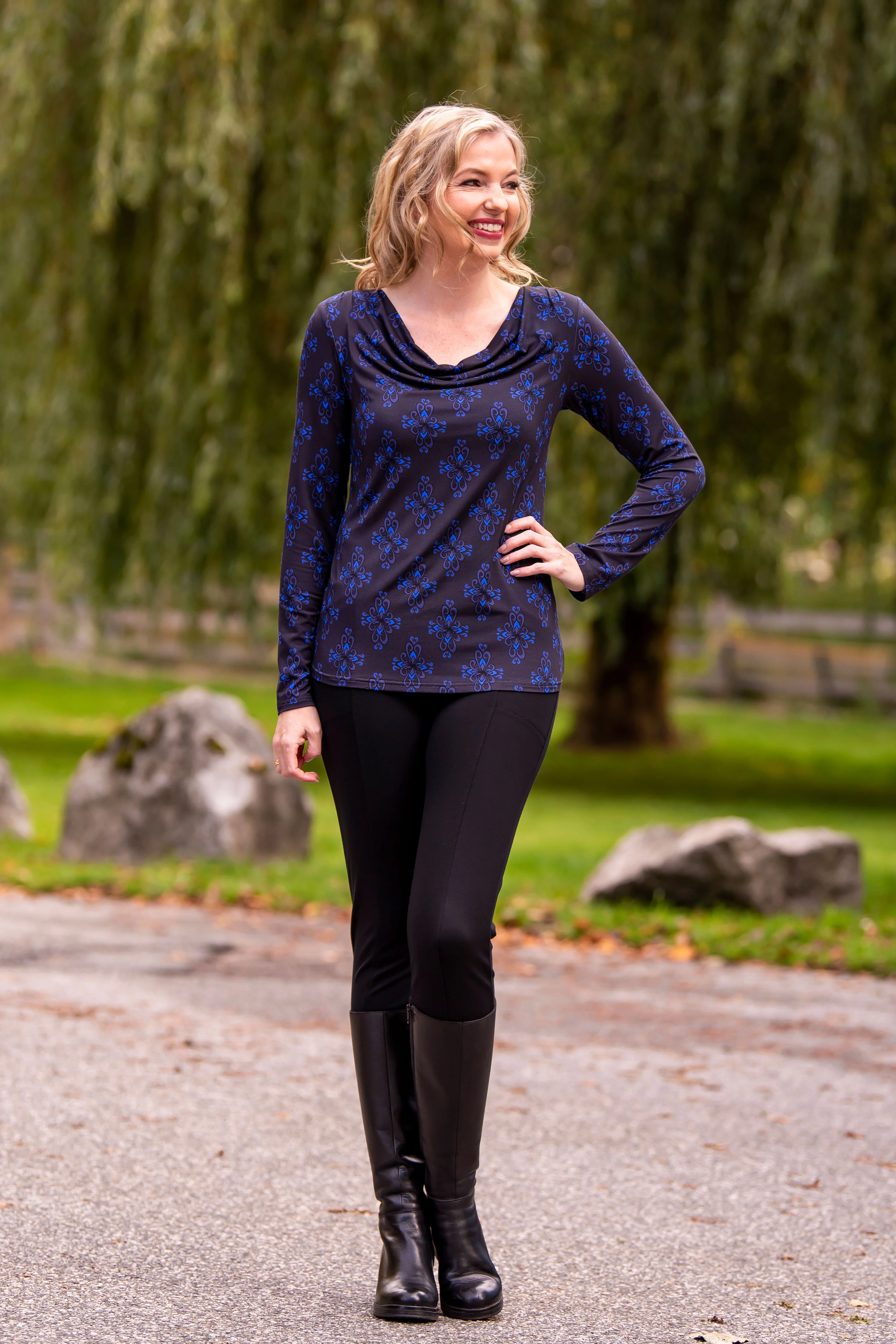 Charisse Long Sleeve Top, Blue French, Bamboo - Final Sale - Image 2