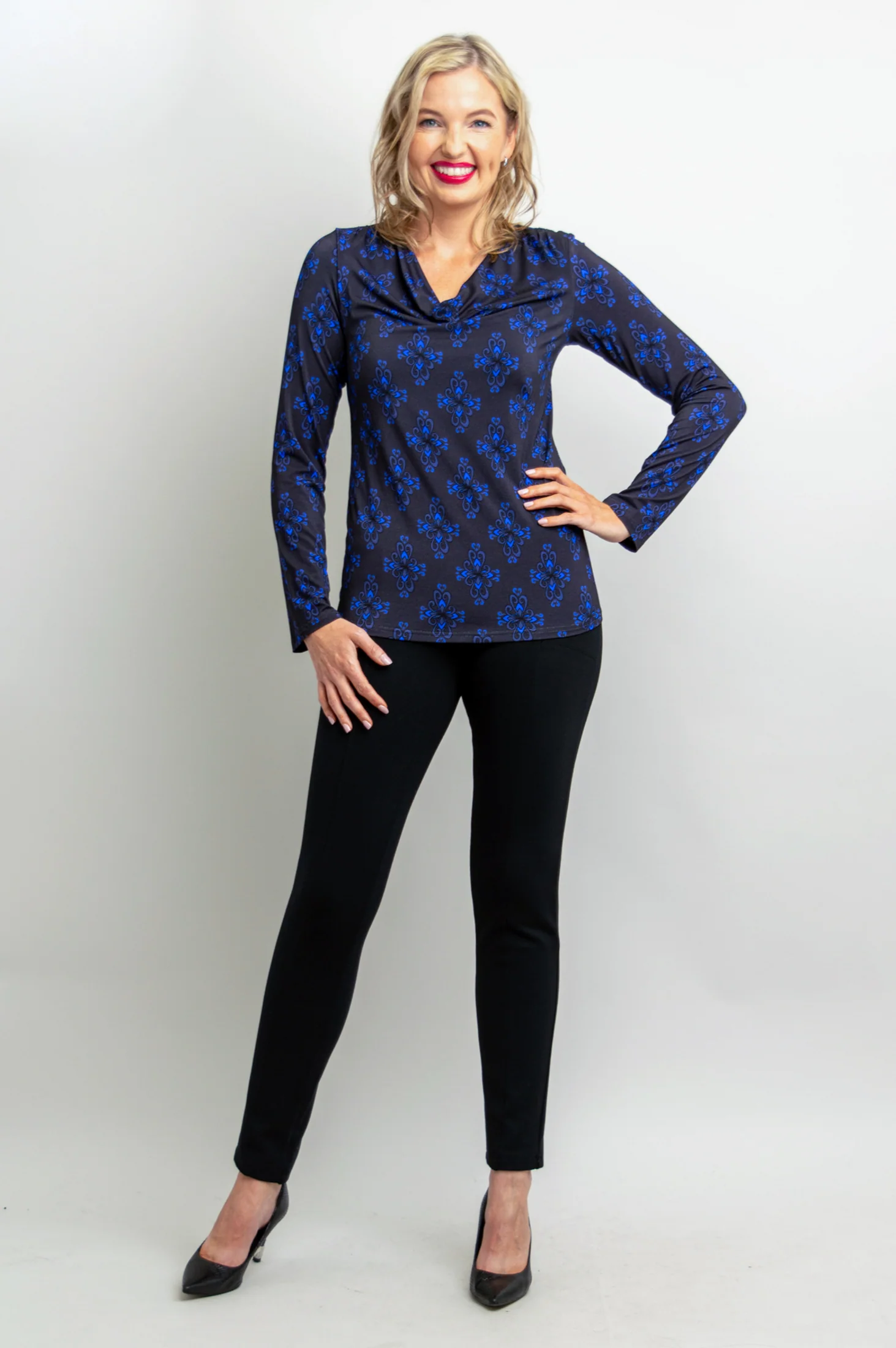 Charisse Long Sleeve Top, Blue French, Bamboo - Final Sale - Image 3